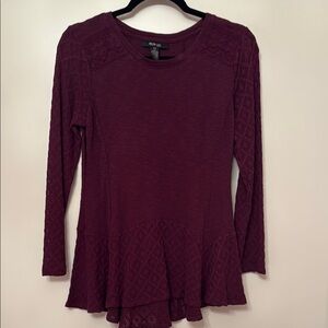 Bobeau Red Asymmetrical Peplum 3/4 Sleeve Top